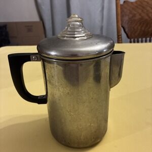 vtg eternal cookware stainless coffee pot glass topper complete